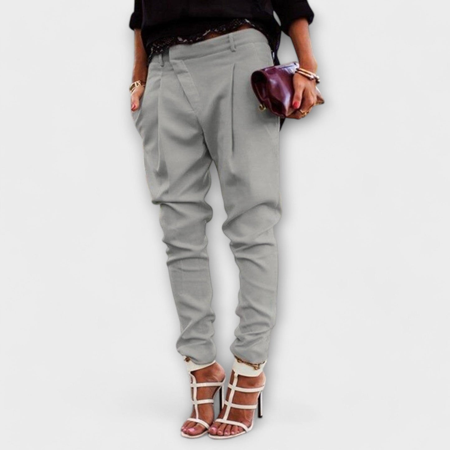 Mira – Pantalón de cintura alta elegante Mira – Pantalón de cintura alta elegante A minha loja Grau XS