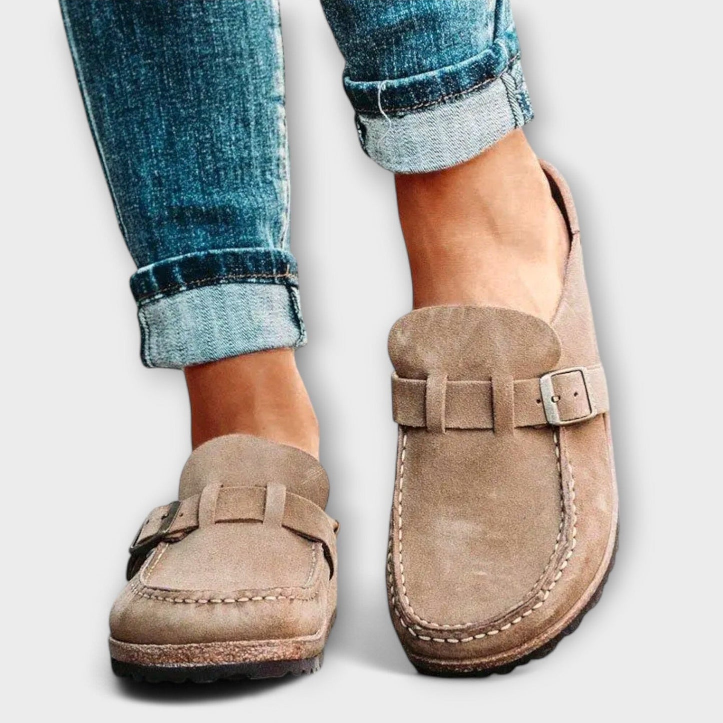 Mocasines ortopédicos para mujer con hebilla decorativa Mocasines ortopédicos para mujer con hebilla decorativa A minha loja Beige 35