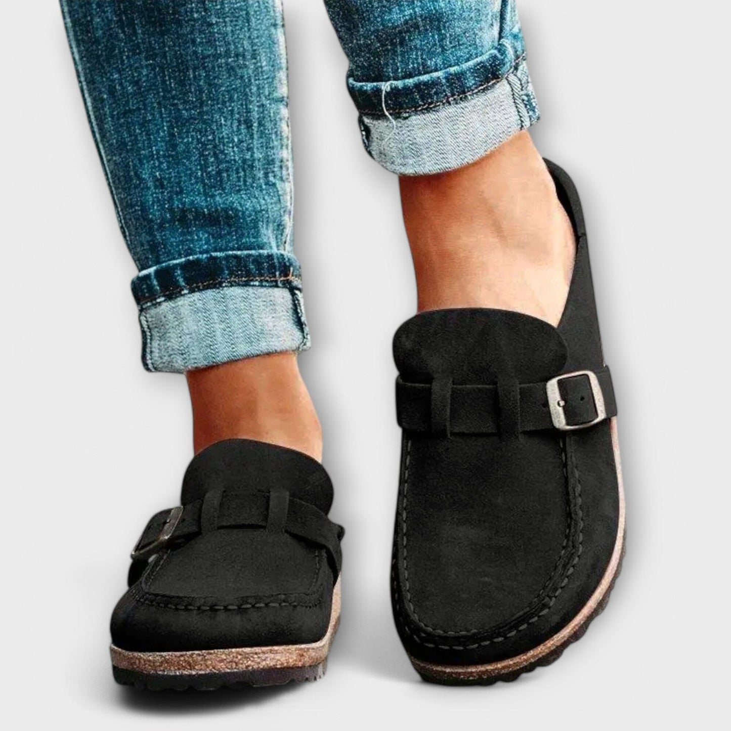 Mocasines ortopédicos para mujer con hebilla decorativa Mocasines ortopédicos para mujer con hebilla decorativa A minha loja Negro 42