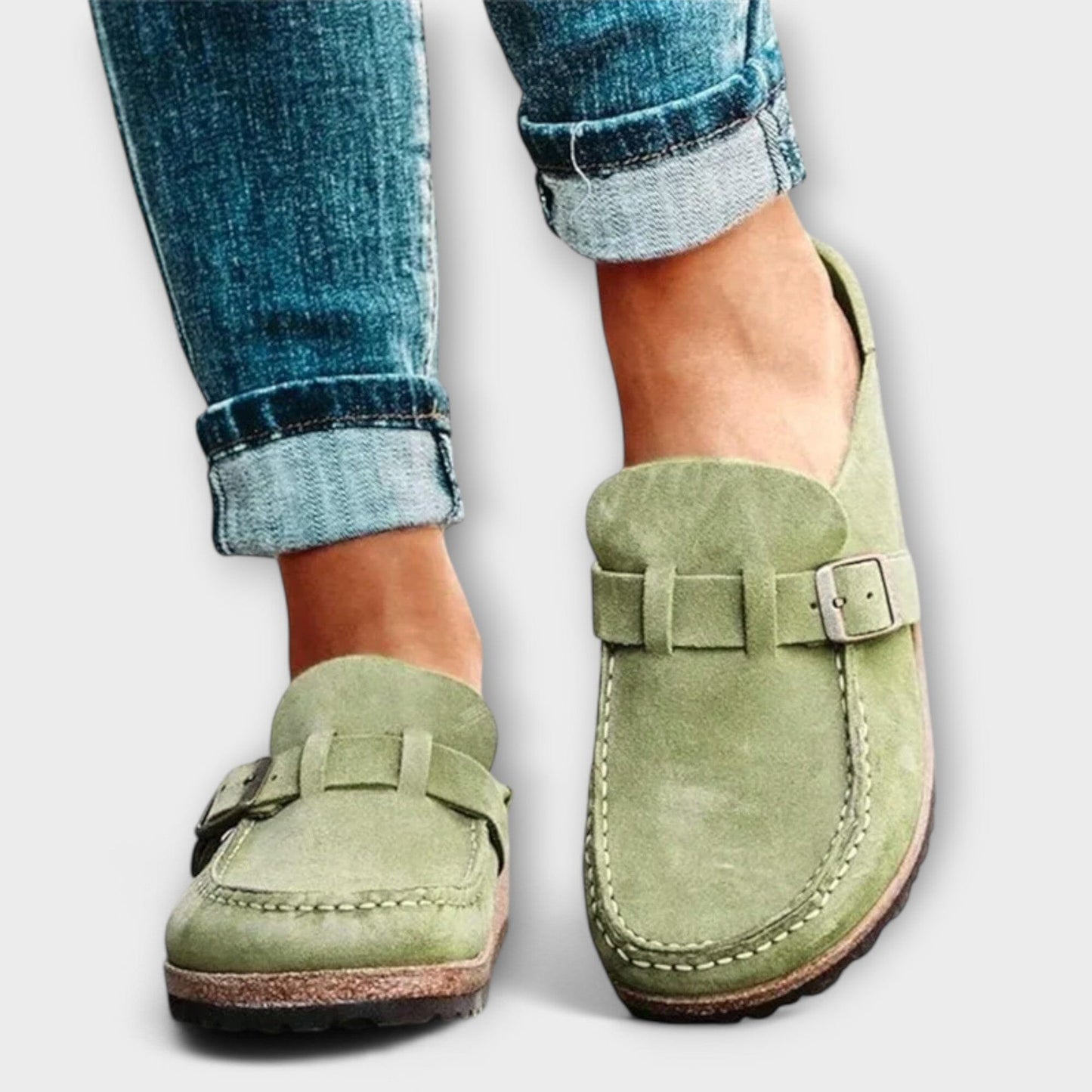 Mocasines ortopédicos para mujer con hebilla decorativa Mocasines ortopédicos para mujer con hebilla decorativa A minha loja Verde 36
