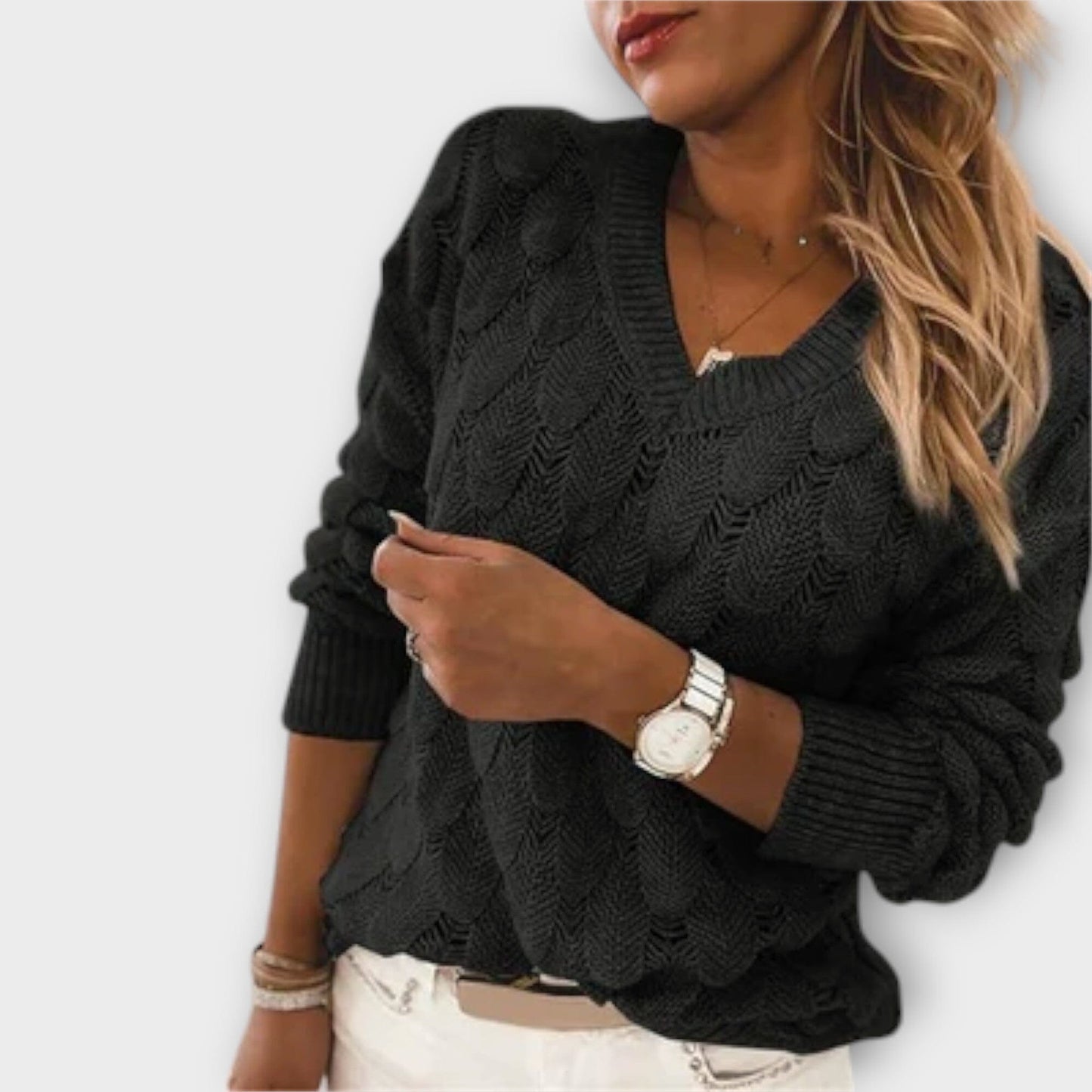 Noemier – Suéter con Escote en V Noemier – Suéter con Escote en V A minha loja Negro S