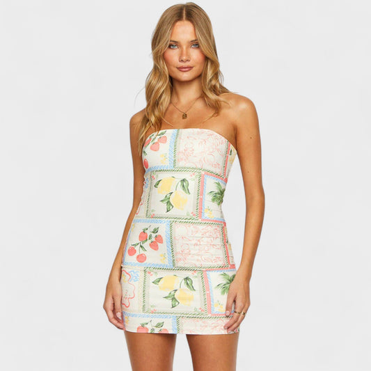 Roma – Vestido Mini Estampado Mediterráneo