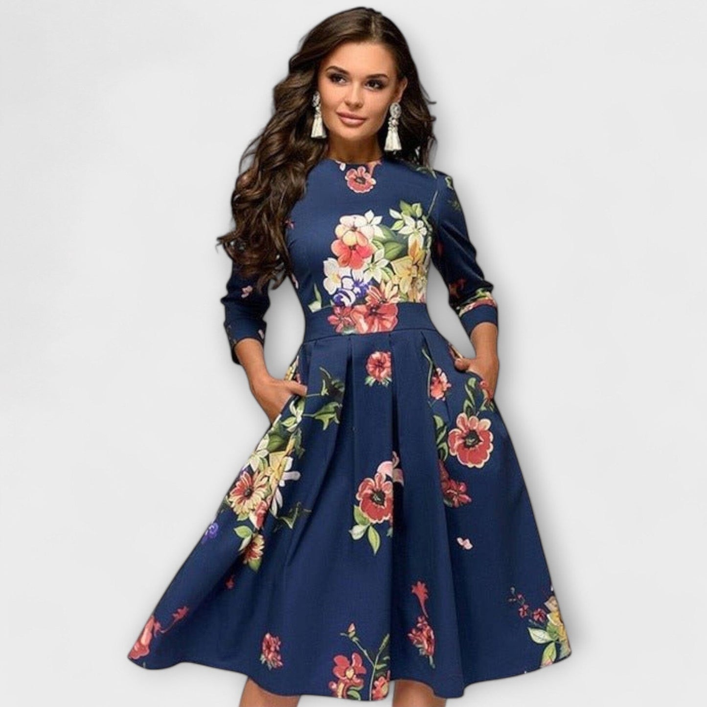 Retrozo – Elegante vestido de longitud a la rodilla Retrozo – Elegante vestido de longitud a la rodilla A minha loja Marineblau XS