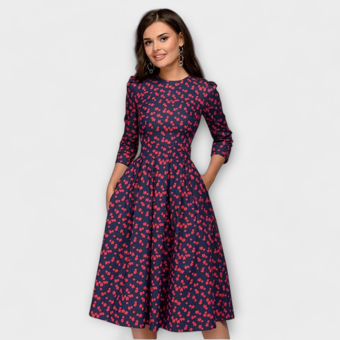 Retrozo – Elegante vestido de longitud a la rodilla Retrozo – Elegante vestido de longitud a la rodilla A minha loja Rojo XS