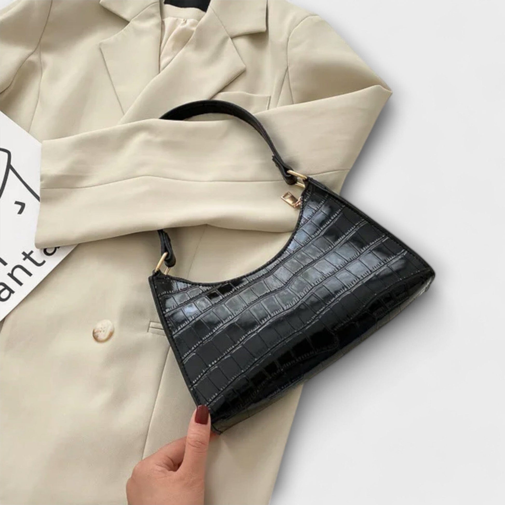 Rita. – Bolso de cuero brillante Rita. – Bolso de cuero brillante Rita Negro