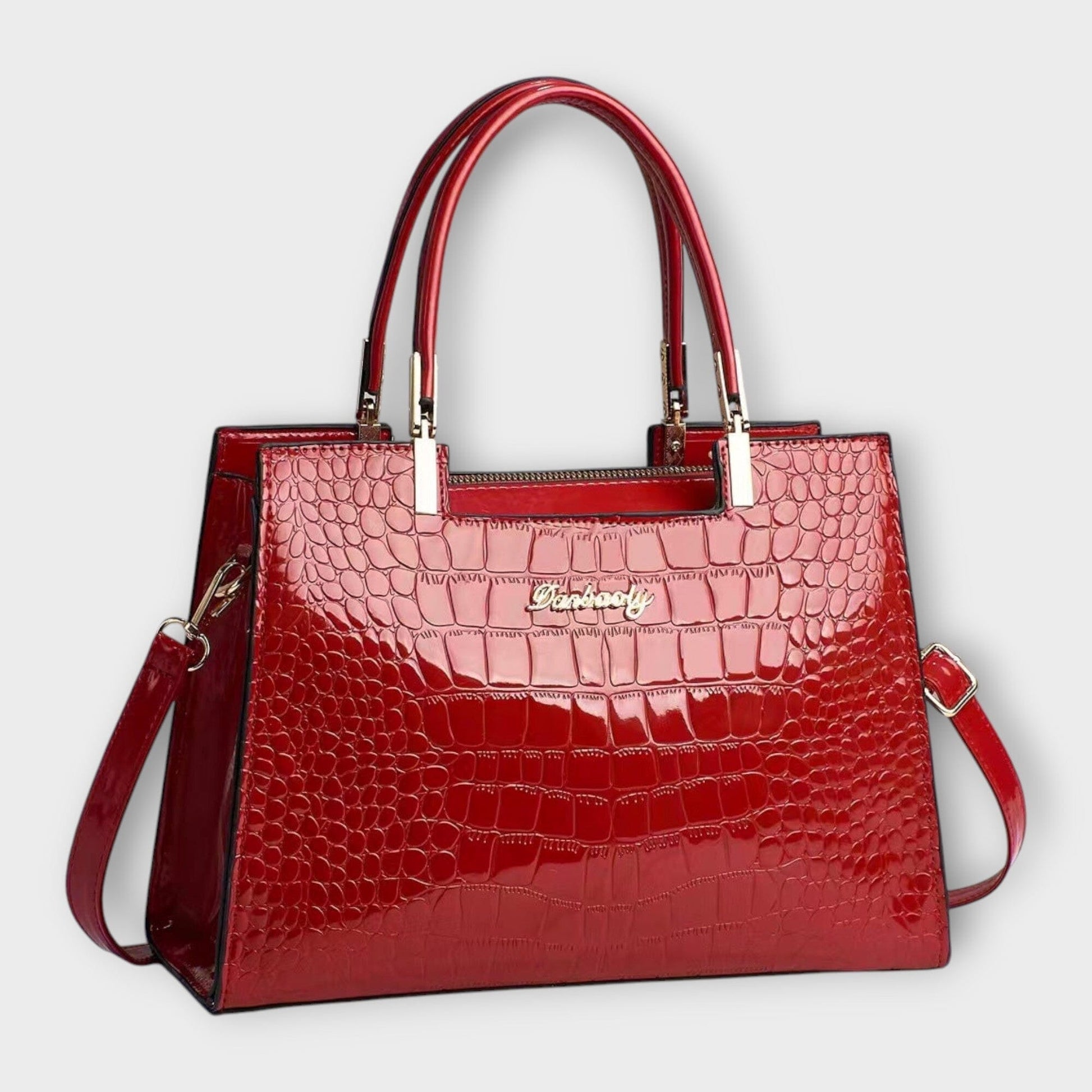 Rita. – Bolso de mano efecto cocodrilo brillante Rita. – Bolso de mano efecto cocodrilo brillante Rita Rojo