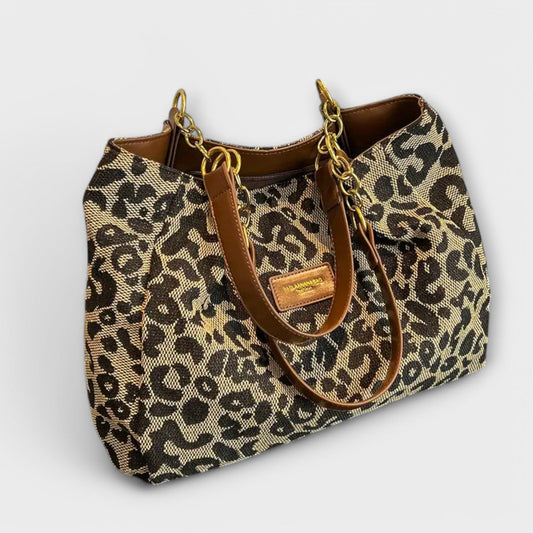 Rita. – Bolso tote de lona con estampado de leopardo Rita. – Bolso tote de lona con estampado de leopardo Rita