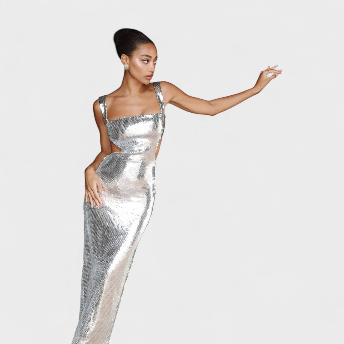 Vestido Gala Plata Sparkle – Edición Nocturna