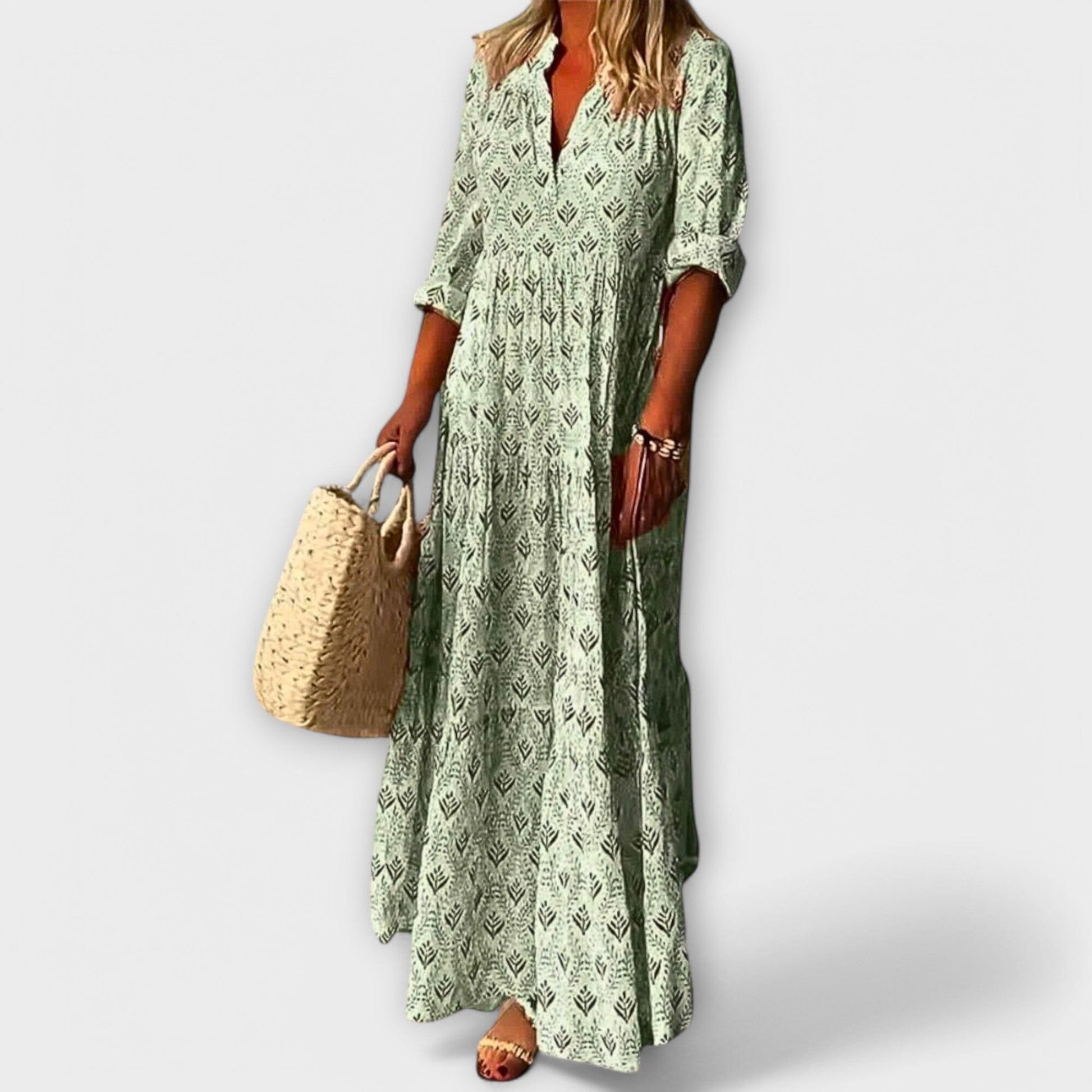 Sera – Elegante y cómoda vestido largo de primavera Sera – Elegante y cómoda vestido largo de primavera A minha loja Verde S