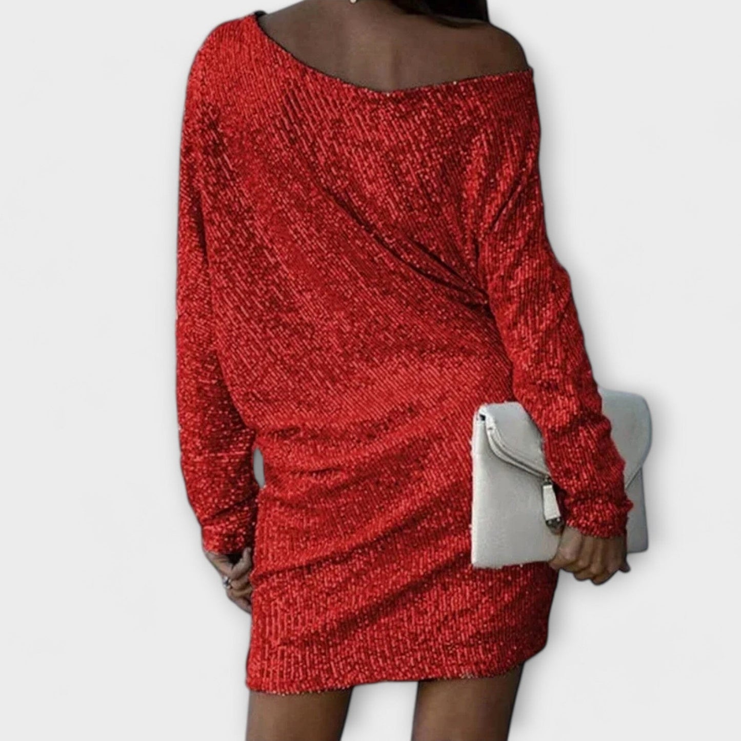 Vestido de fiesta con lentejuelas y contraste Vestido de fiesta con lentejuelas y contraste A minha loja