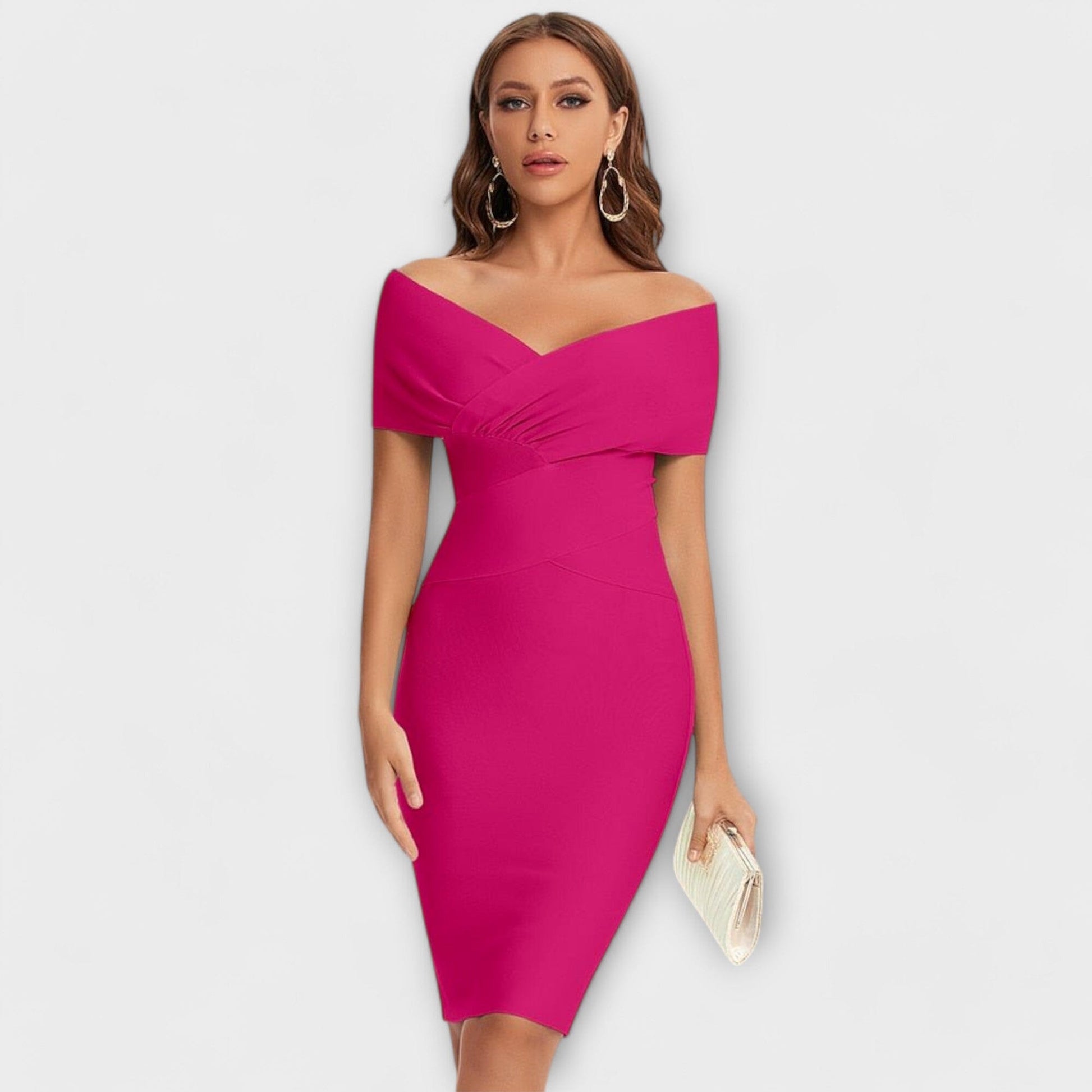 Vestido elegante con escote en V Vestido elegante con escote en V A minha loja Pink XS