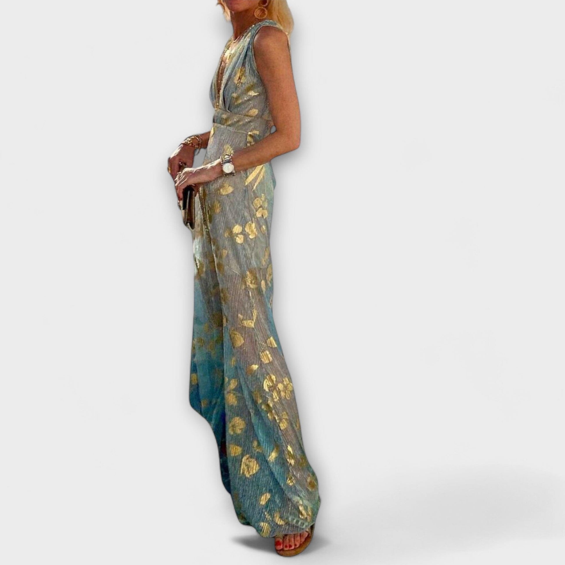 Vestido fluido con escote en V y detalles de lentejuelas Vestido fluido con escote en V y detalles de lentejuelas A minha loja