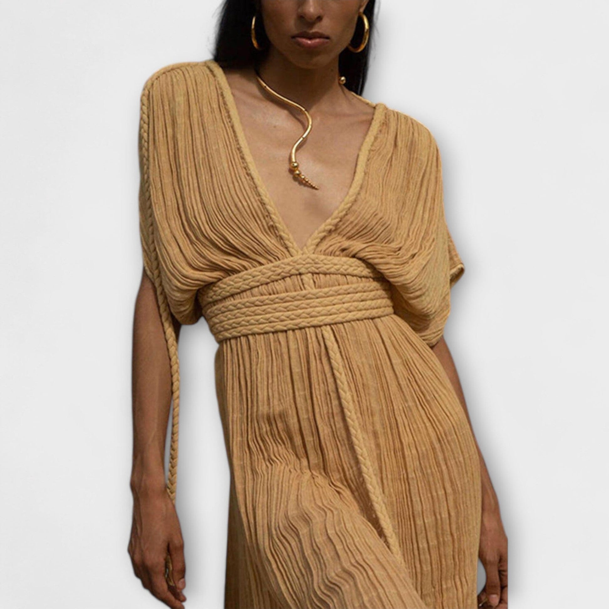 Vestido largo estilo kimono con inspiración griega Vestido largo estilo kimono con inspiración griega A minha loja Beige Einheitsgröße