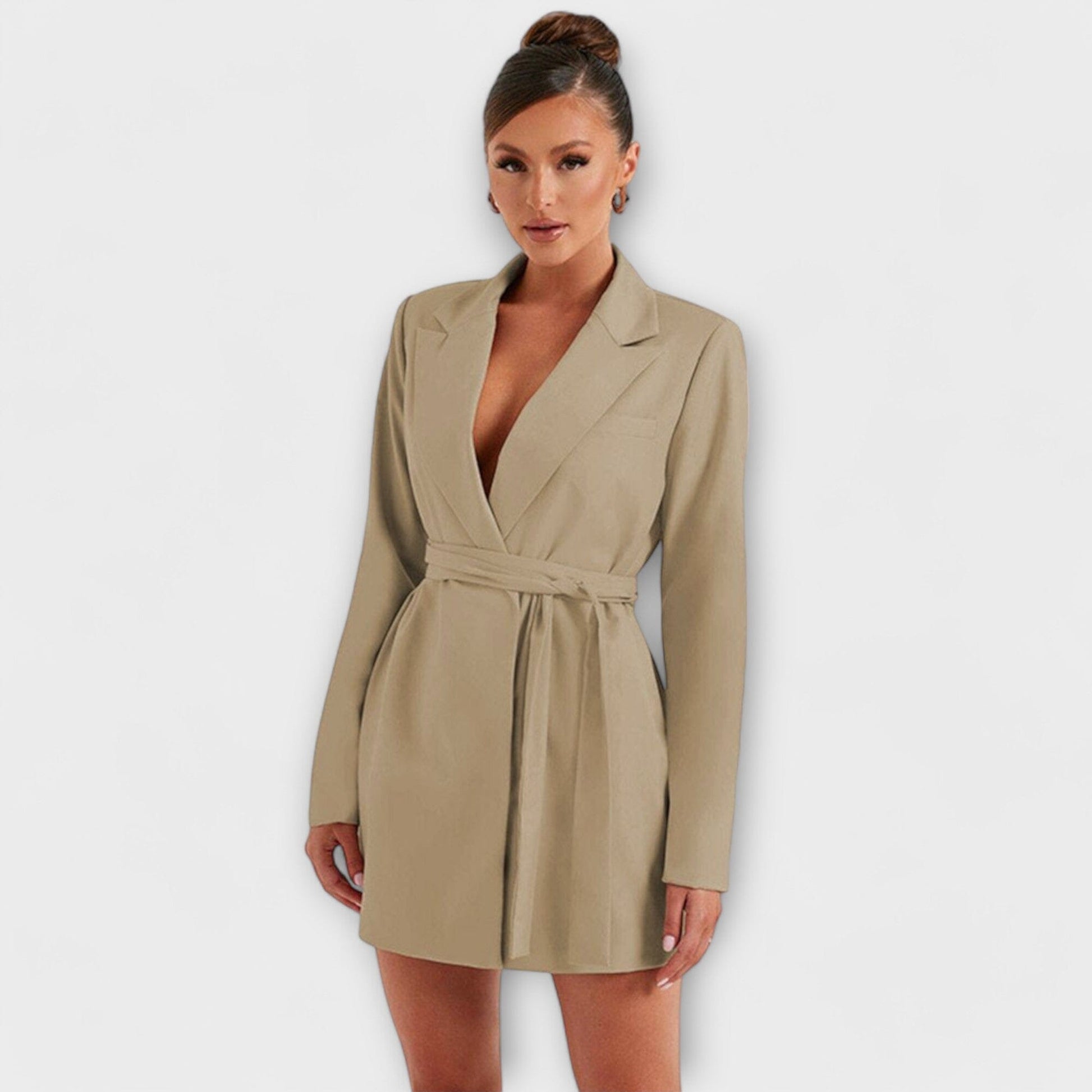 Vestido tipo blazer con escote en V Vestido tipo blazer con escote en V A minha loja Khaki S