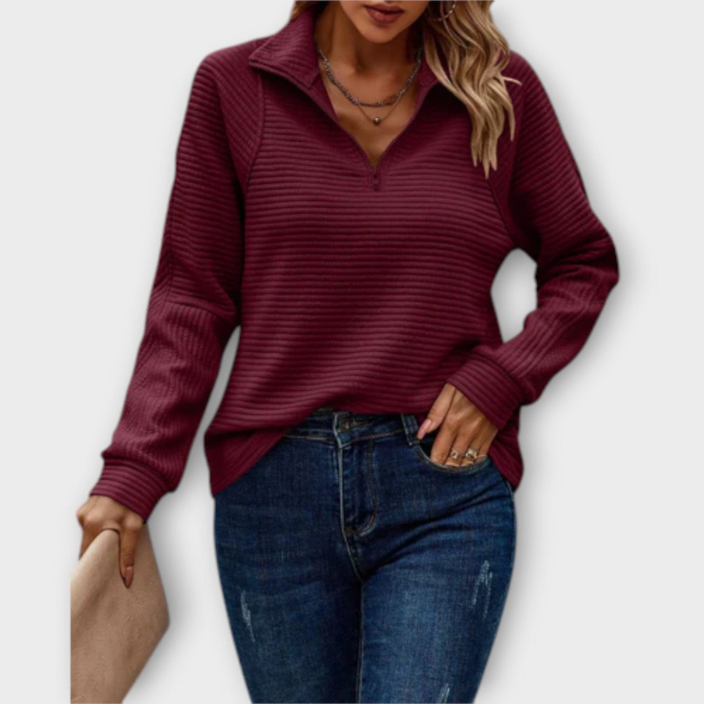 Vilja - Pullover con Media Cremallera Vilja - Pullover con Media Cremallera A minha loja Rojo S