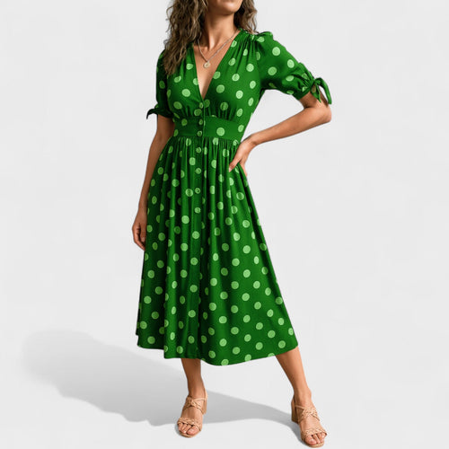 Eva – Vestido Midi de Lunares