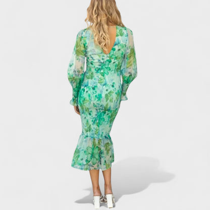Valeria - Vestido Floral de Gasa Midi