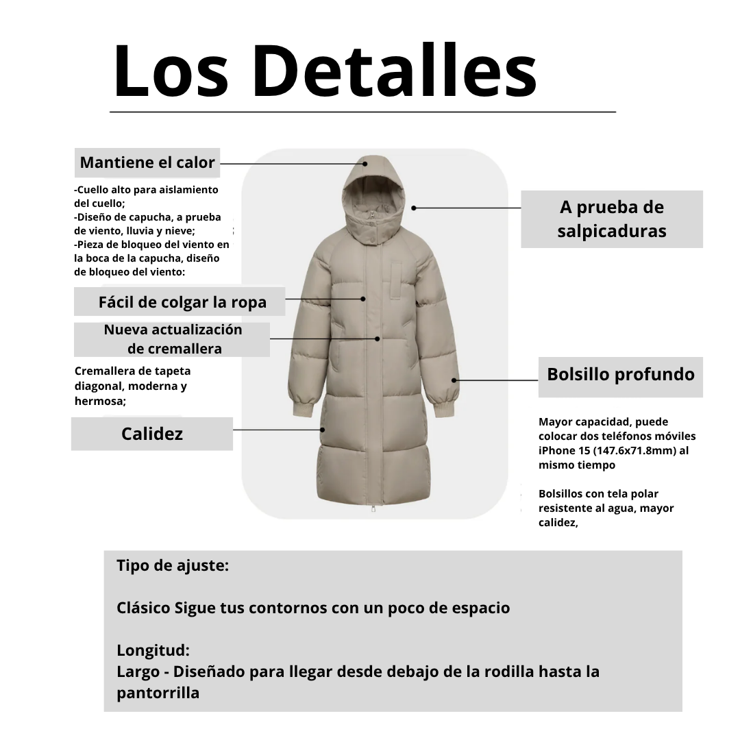 Chaqueta acolchada larga con capucha - Alicia