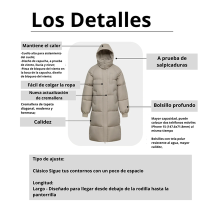 Chaqueta acolchada larga con capucha - Alicia