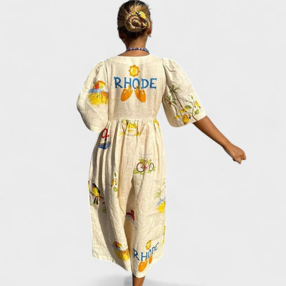 Lino Rita - Vestido de lino estampado