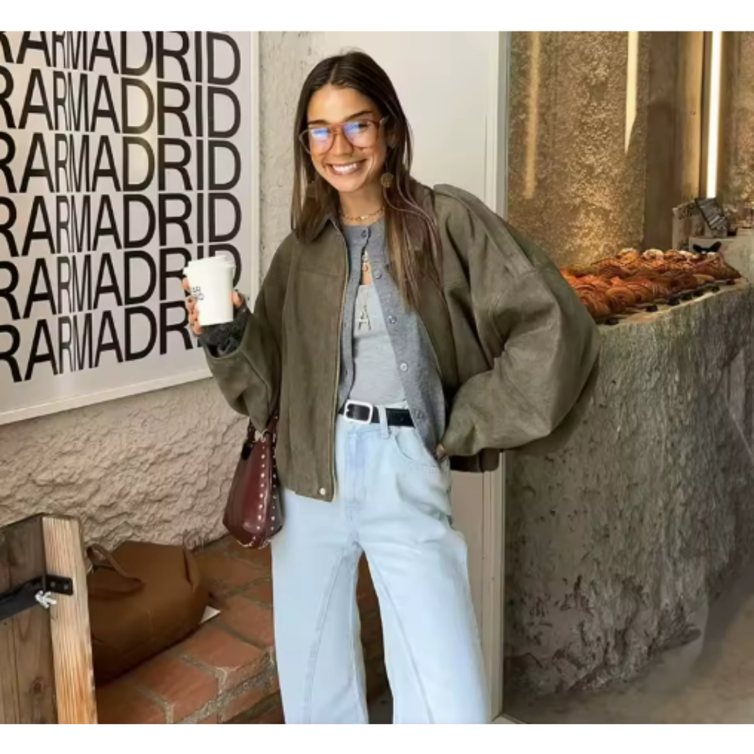 Chaqueta Bomber Vintage Efecto Ante - ZARA