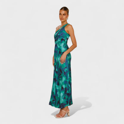 Maribel – Vestido Asimétrico Plisado Floral