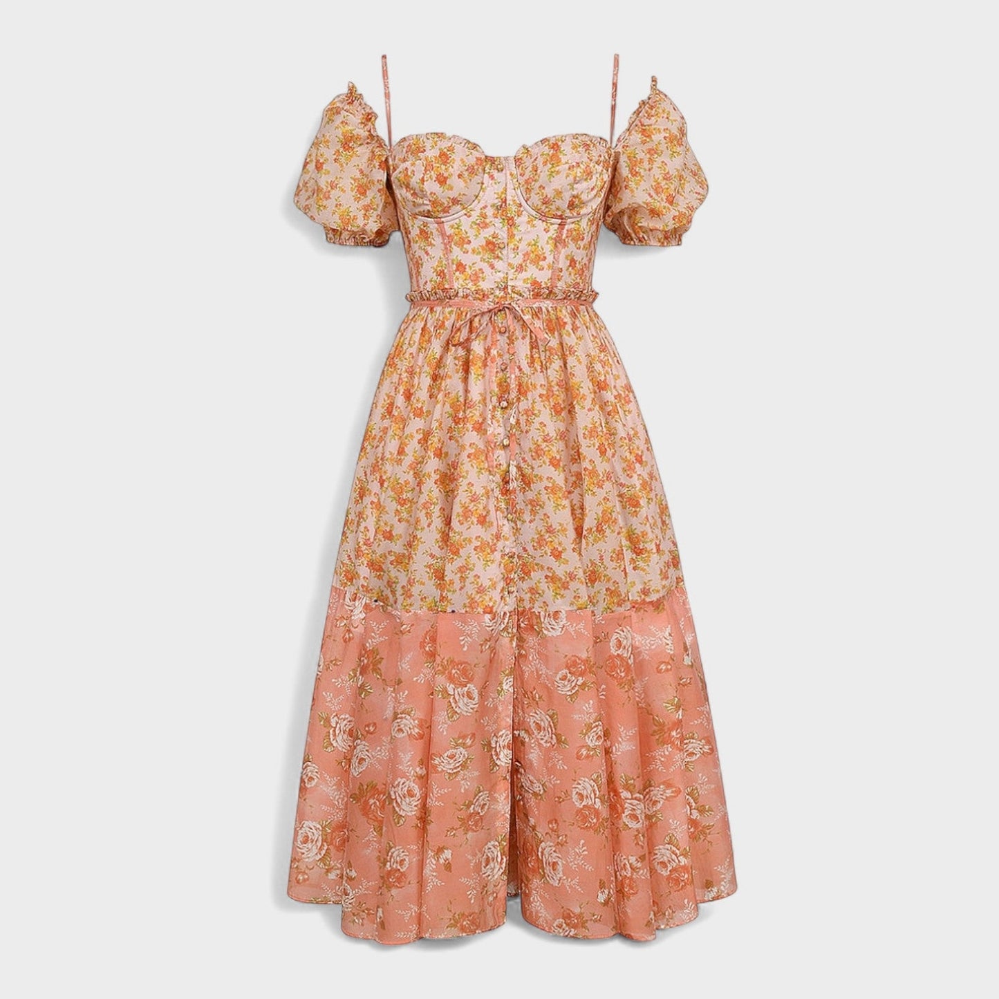 Vestido Valentina Floral Coral