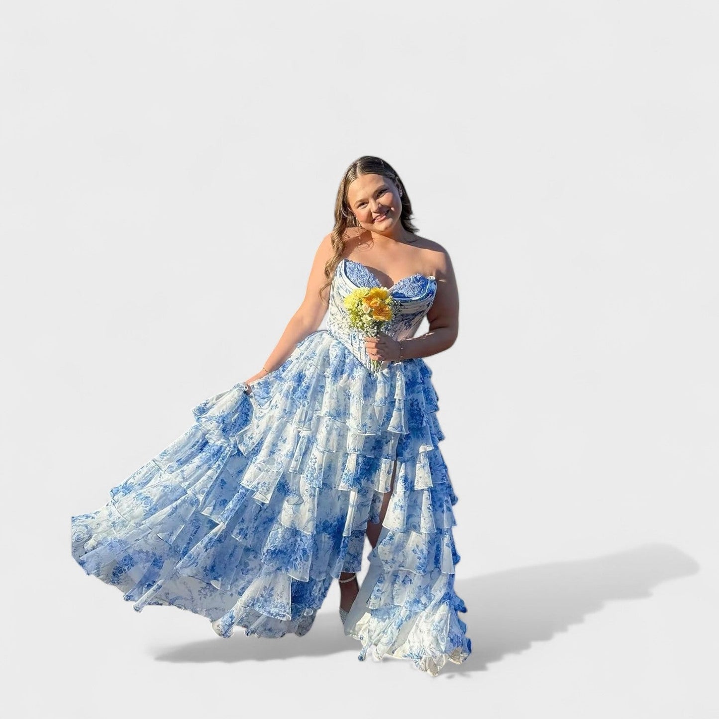 Florencia Azul – Vestido Corset con Volantes