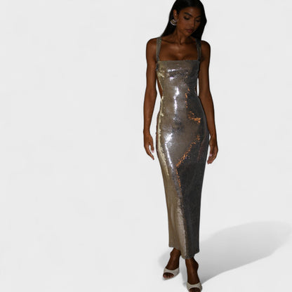Vestido Gala Plata Sparkle – Edición Nocturna