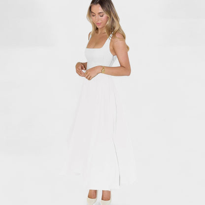 Maribel – Vestido Midi con Escote Cuadrado