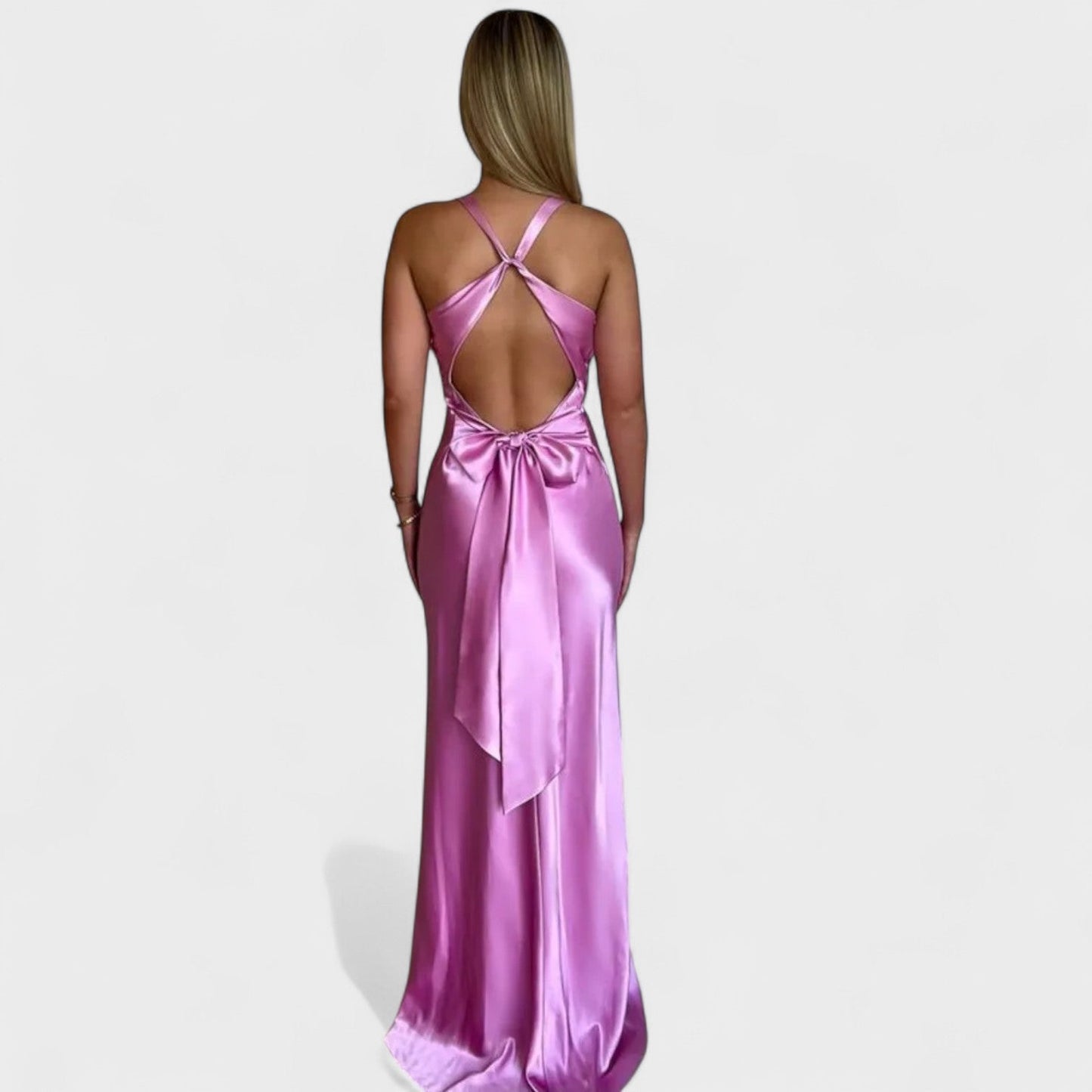Vestido Largode Satén con Espalda Descubierta para Fiest - Adela