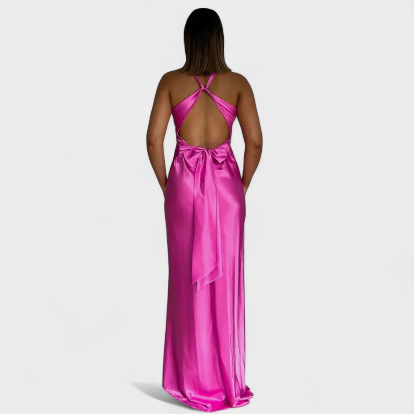 Vestido Largode Satén con Espalda Descubierta para Fiest - Adela