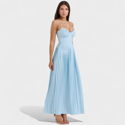 Isabella – Vestido plisado palabra de honor