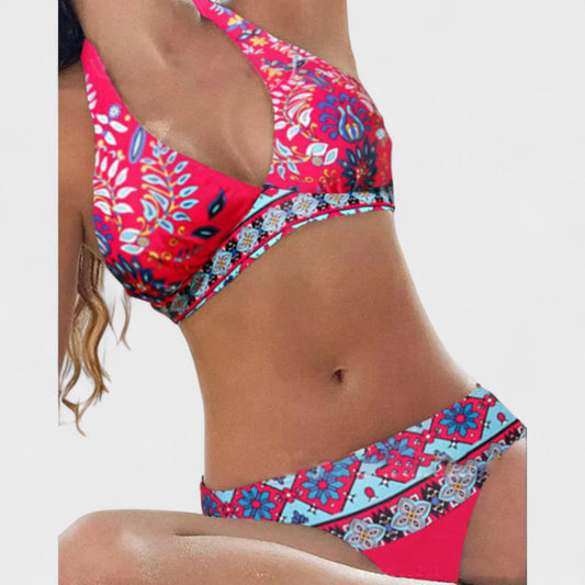 Bikini Floral con Toques Geométricos