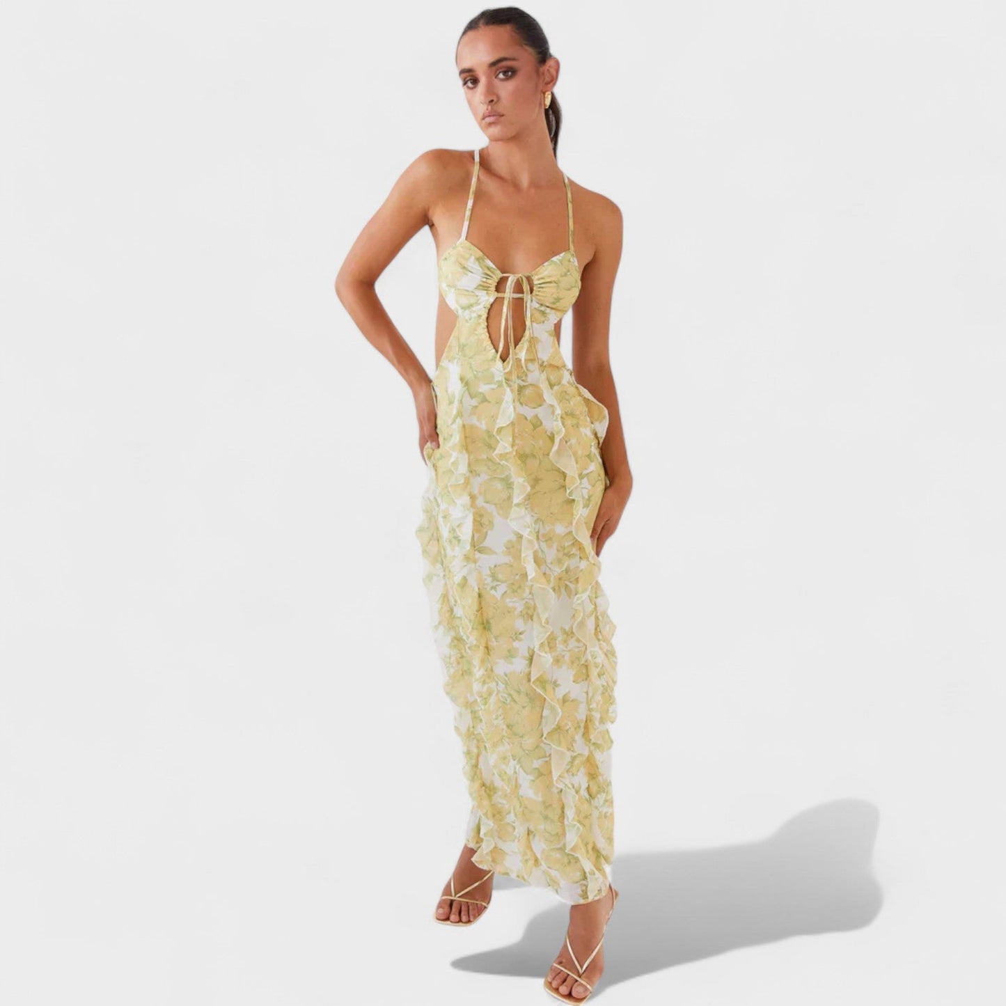 Sunset Kisses – Vestido Maxi con Volantes.