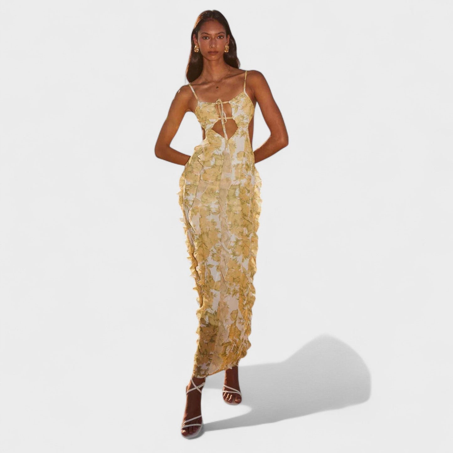 Sunset Kisses – Vestido Maxi con Volantes.