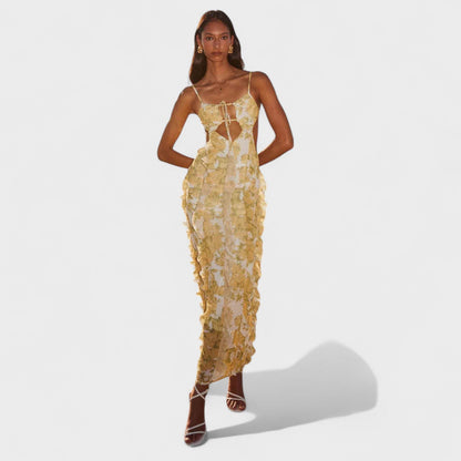 Sunset Kisses – Vestido Maxi con Volantes.