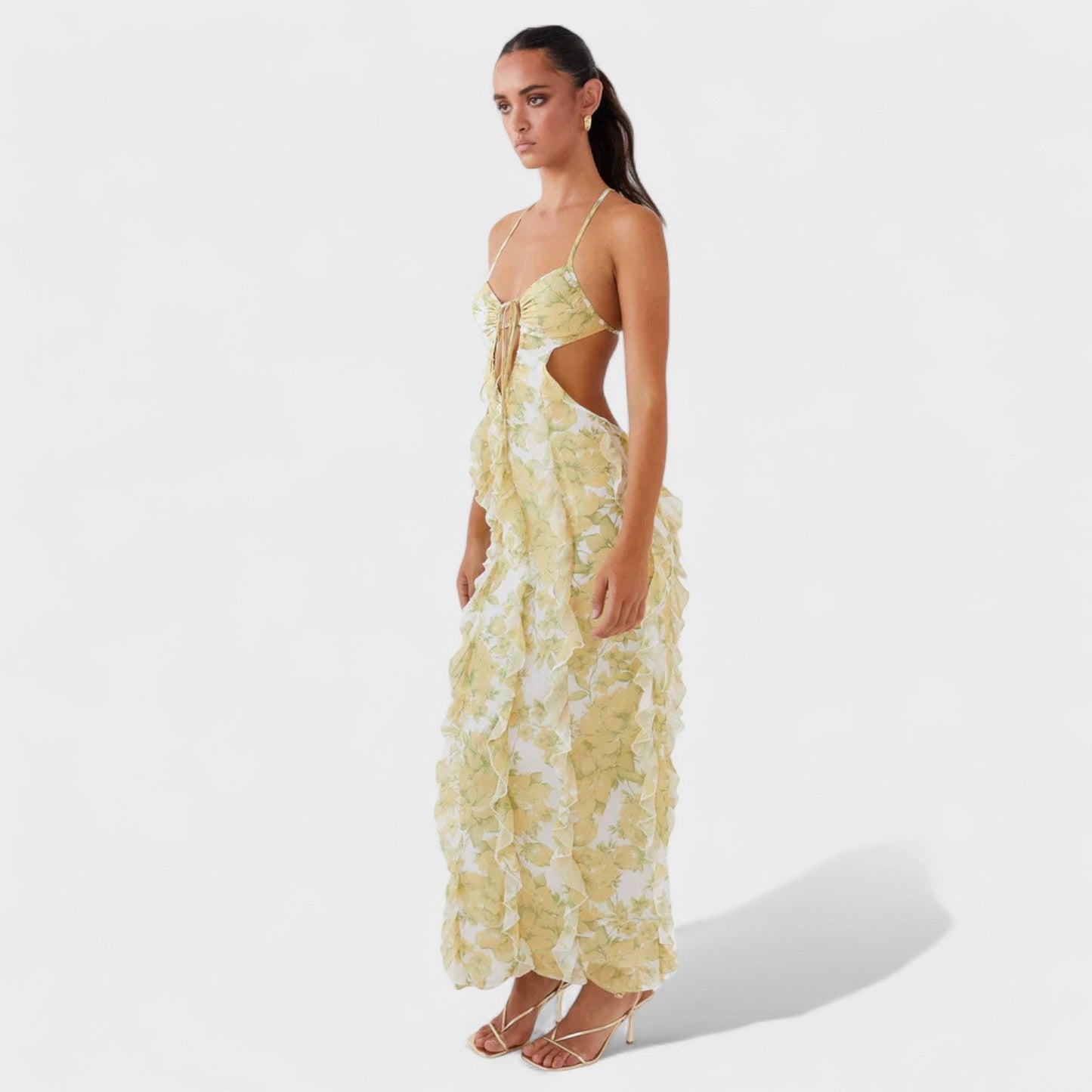 Sunset Kisses – Vestido Maxi con Volantes.