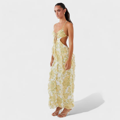 Sunset Kisses – Vestido Maxi con Volantes.