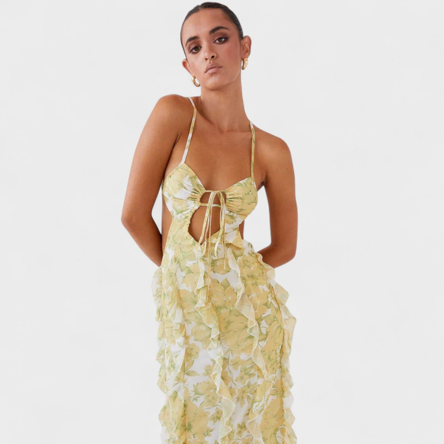 Sunset Kisses – Vestido Maxi con Volantes.
