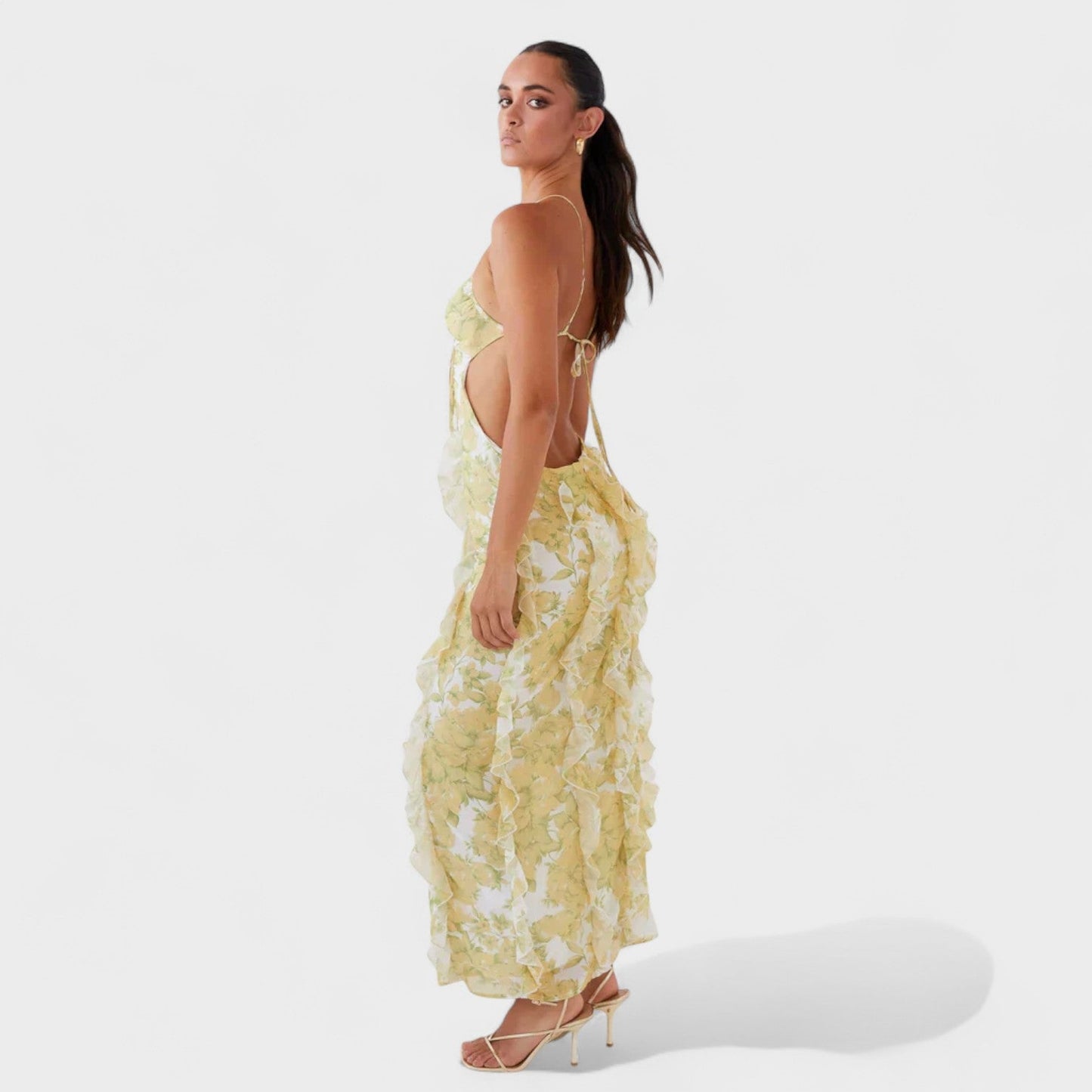Sunset Kisses – Vestido Maxi con Volantes.
