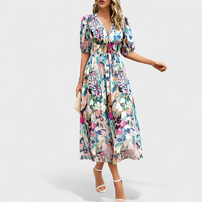 Clara – Vestido Midi Floral Elegante