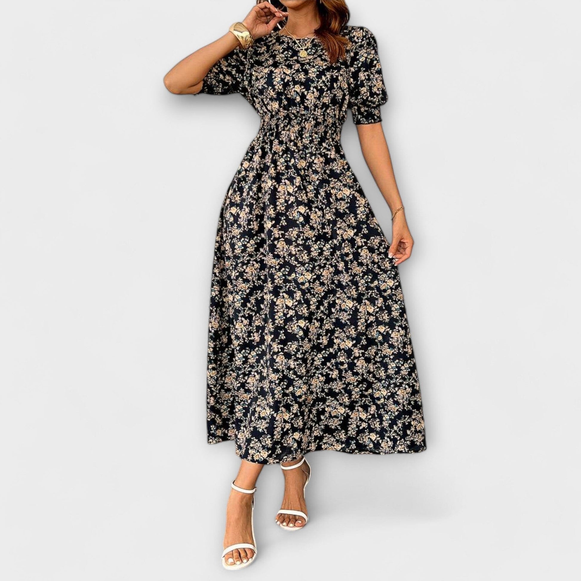Amelia – Vestido con escote redondo y estampado floral Amelia – Vestido con escote redondo y estampado floral A minha loja 