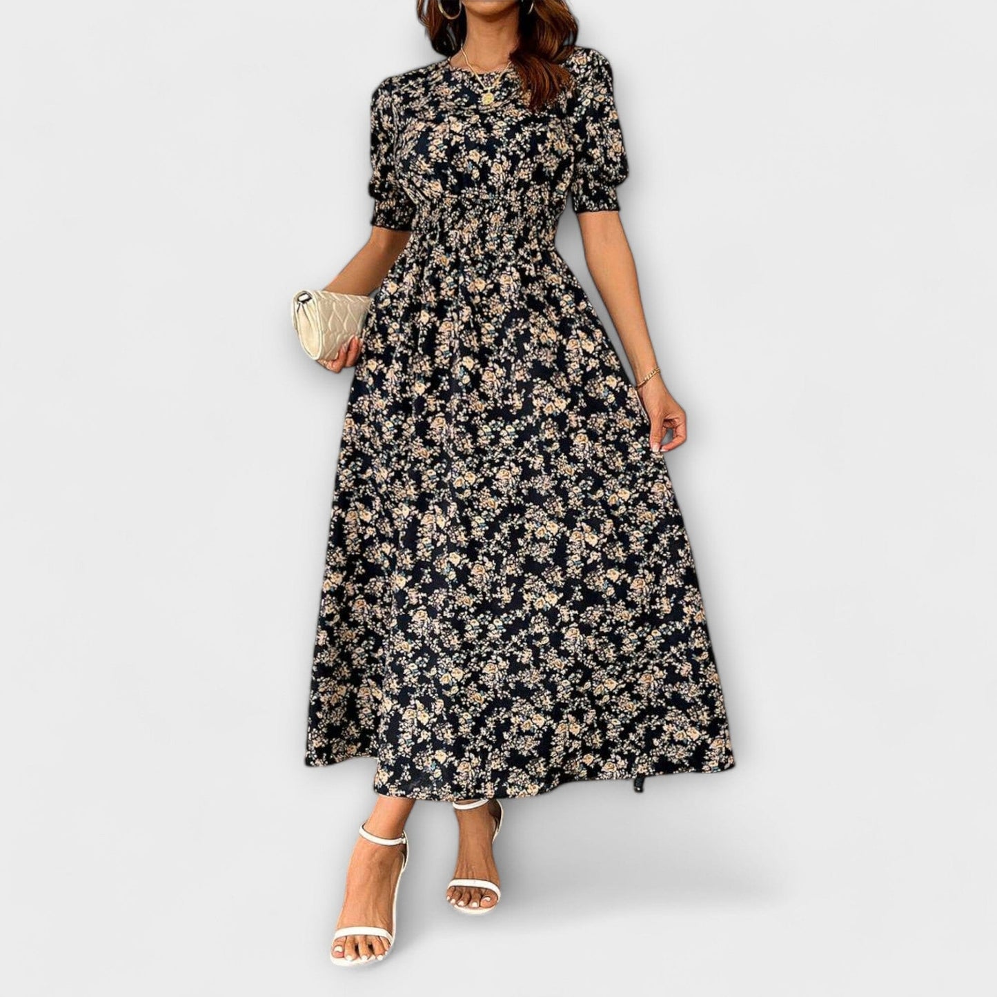 Amelia – Vestido con escote redondo y estampado floral Amelia – Vestido con escote redondo y estampado floral A minha loja 