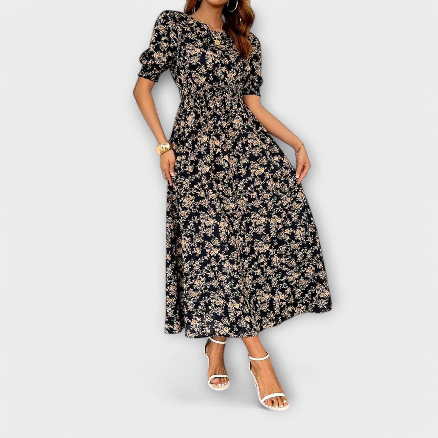 Amelia – Vestido con escote redondo y estampado floral Amelia – Vestido con escote redondo y estampado floral A minha loja 