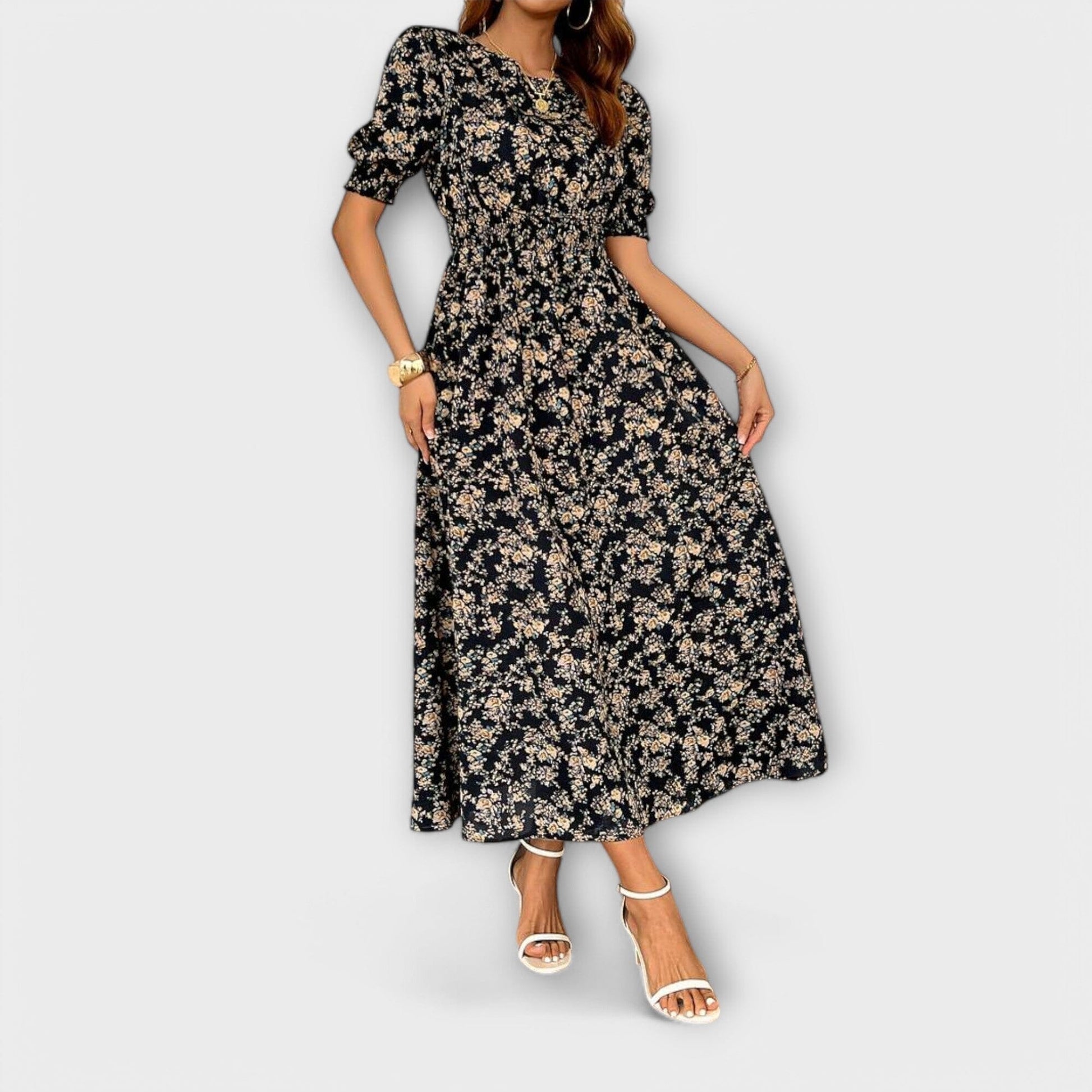 Amelia – Vestido con escote redondo y estampado floral Amelia – Vestido con escote redondo y estampado floral A minha loja 