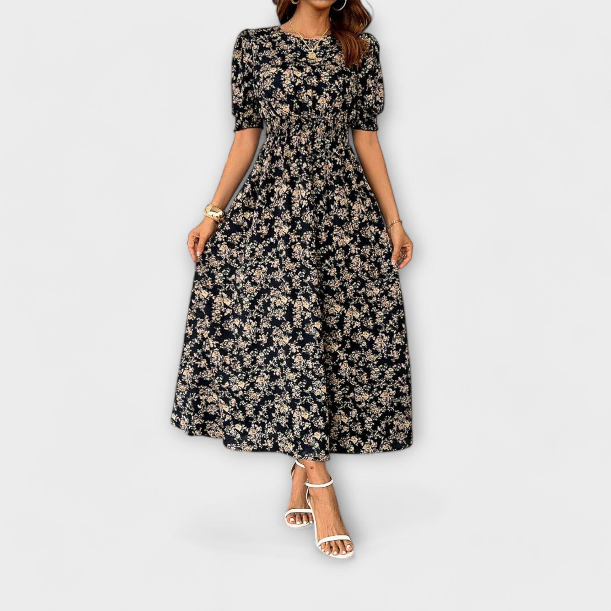 Amelia – Vestido con escote redondo y estampado floral Amelia – Vestido con escote redondo y estampado floral A minha loja 