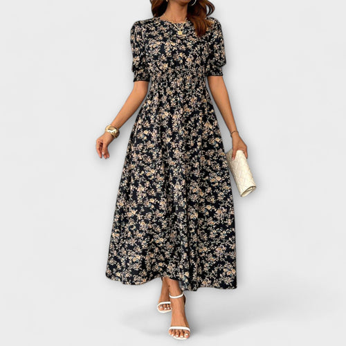 Amelia – Vestido con escote redondo y estampado floral Amelia – Vestido con escote redondo y estampado floral A minha loja Negro XS 