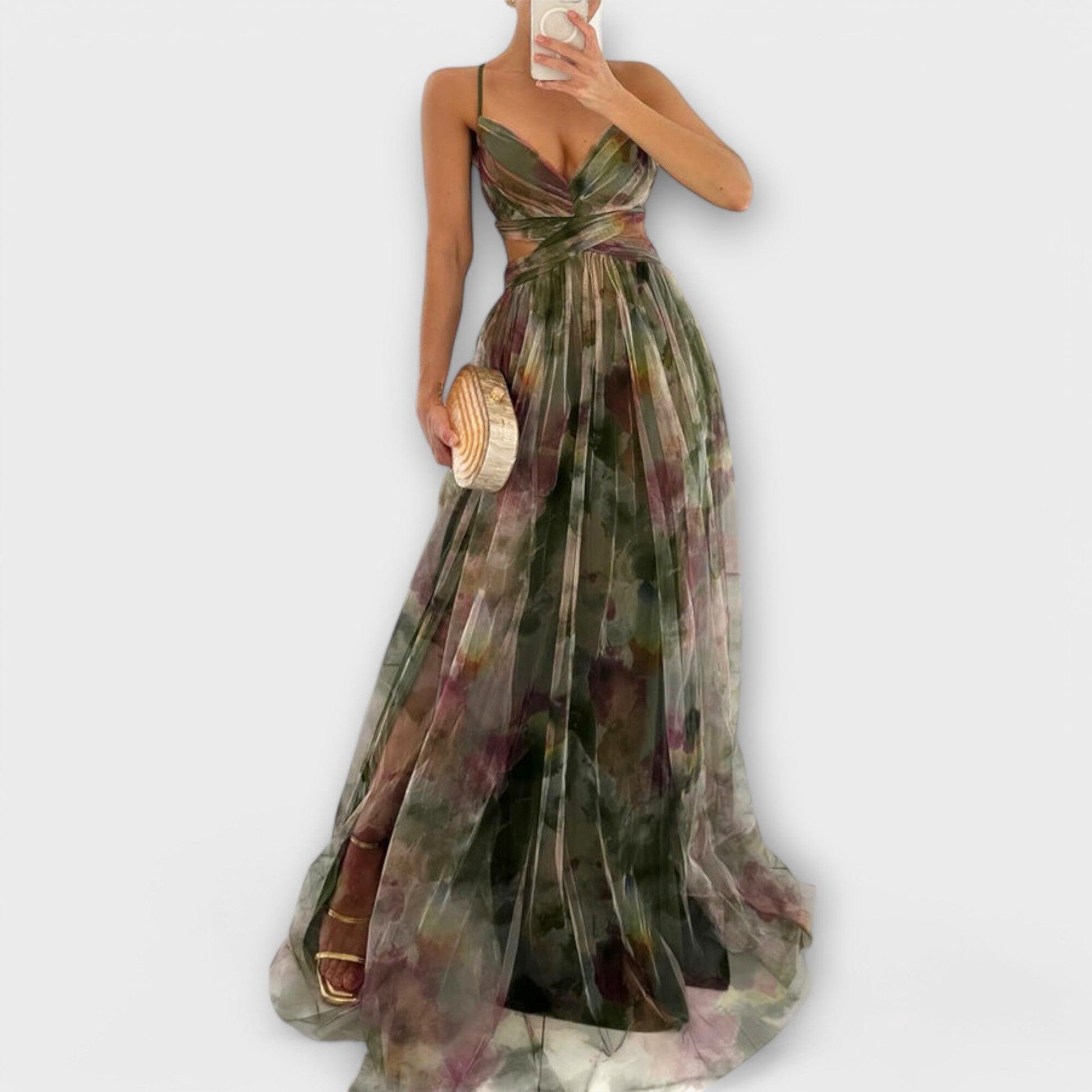 Annai – Vestido largo de malla: elegante y que realza la figura Annai – Vestido largo de malla: elegante y que realza la figura A minha loja Verde S 