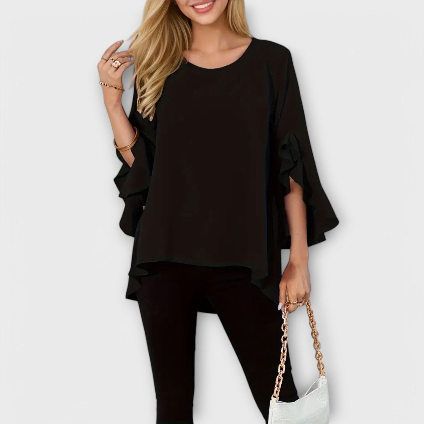 Aria - La Blusa Perfecta para la Primavera con Escote Redondo Aria - La Blusa Perfecta para la Primavera con Escote Redondo A minha loja Negro XS 